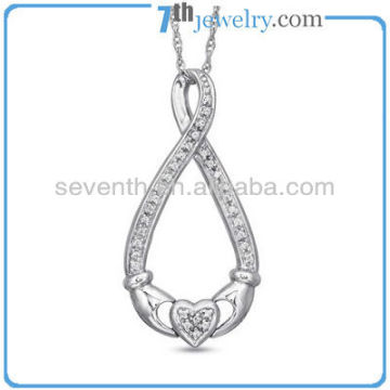 Uncut Diamond Pendant Rhodium Plated Brass Pendant With White CZ Diamonds