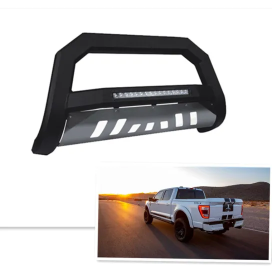 Matte Black Bull Bar Front Bumper Grill Guard with Skid Plate for RAM SILVERADO TUNDRA F150