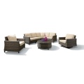 Rattan -Sofa -Sitzgruppe mit Kissen