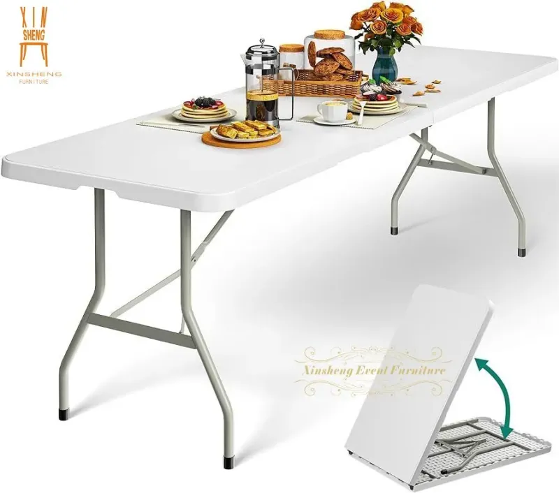 Portable Folding White Rectangular Plastic Outdoor Furniture Table
