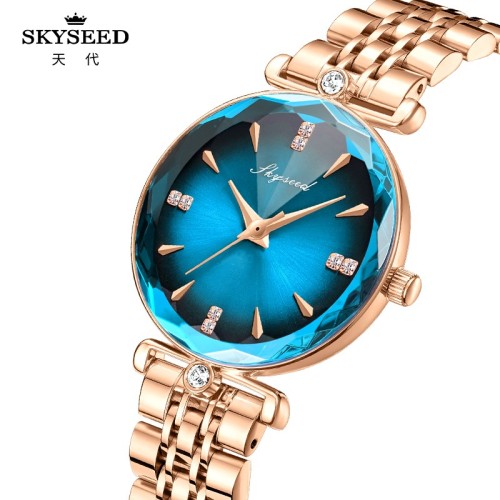 Jam tangan wanita cermin kaca mineral tempered SKYSEED