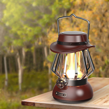 Retro RGB Dimmable Waterproof Portable Battery-Powered Tent Lantern for Camping and Outdoor Lighting