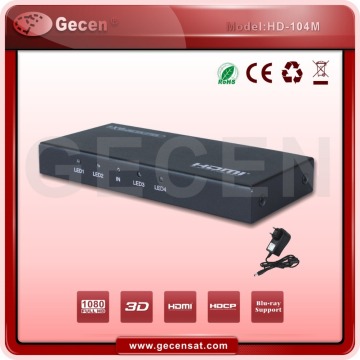 Gecen 1X4 4 way H D M I Splitter H D M I 1.3 Model HD-104M
