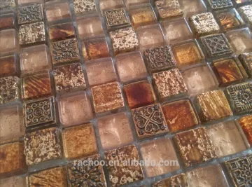 Foil marble mix polish crystal glass mosaic kitchen backsplash bathroom wall tile