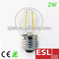 high quality products TUV-CE&RoHS g45 2w e27 220v-240v filament led 2Years Warantty 3000k