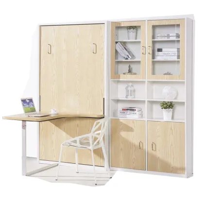 Folding Hidden Murphy Bed with Bookshelf