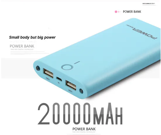 Smart colorful power bank 20000 mah/Fashion and light function mobile charger