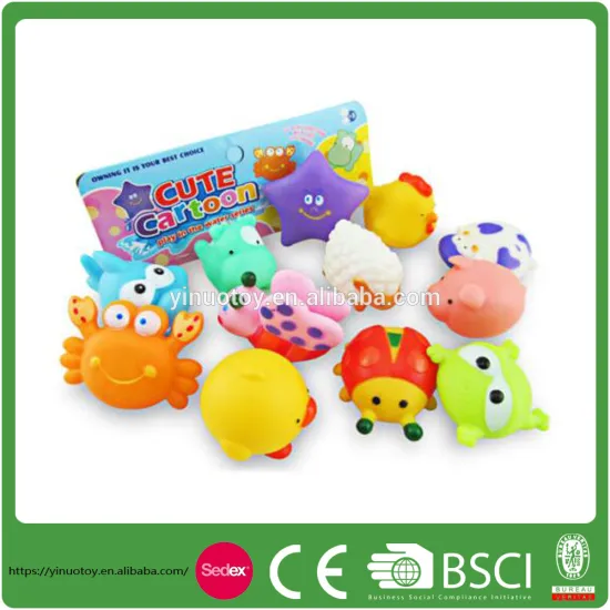 12 pcs Animals Kids Toys Soft Rubber Float Sqeeze Sound Baby Wash Bath Play Toys