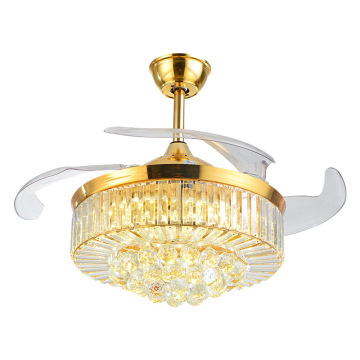 Modern Altın Kristal LED Tavan Fanları - 42 İnç ve 52 inç Dimmable Remote Control Akrilik Lüks Modeller