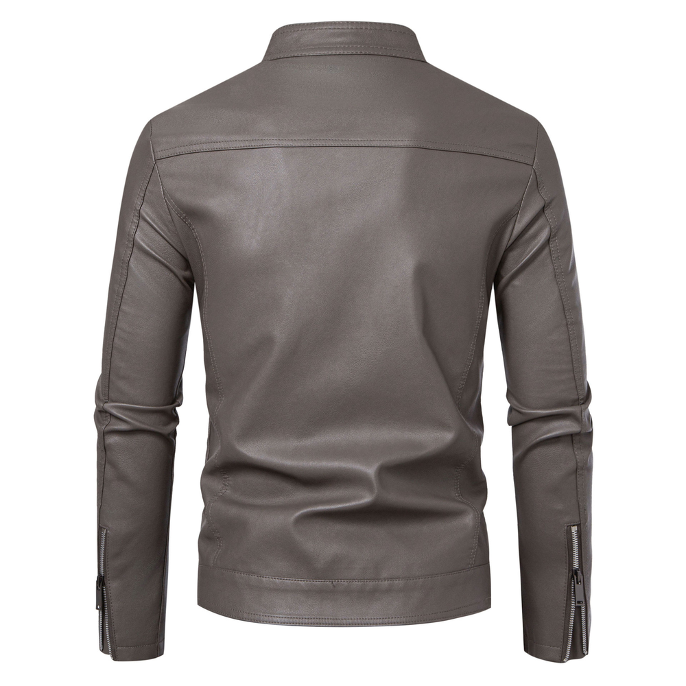 Mens Biker Artificial Fur Leather Jacket