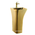 Luxury Modern One-Piece Toilet and Sinks Set in Golden Color for Budget-Friendly Home Hotels