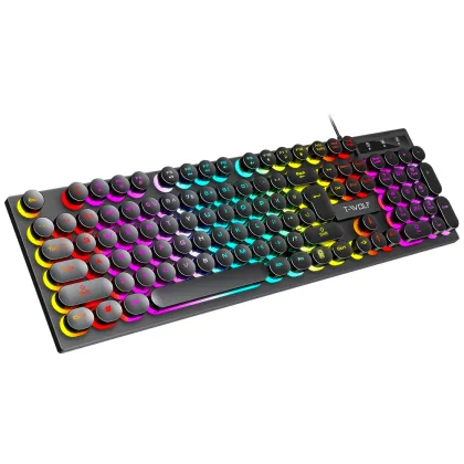 104 Keys USB Rainbow Backlight Game Keyboard with Mechanical Feel