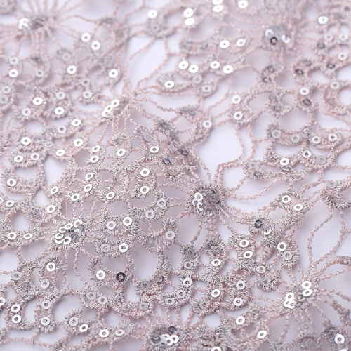 Dirty Pink Sequins Mesh Embroidery Fabric