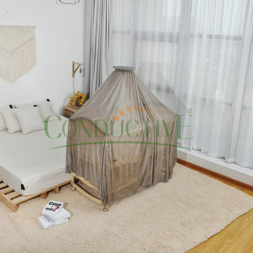 Baby using radiation protection bed canopy mosquito net