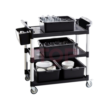 Three Floor Plastic Rolling Cart for Kitchen Storage and Service
