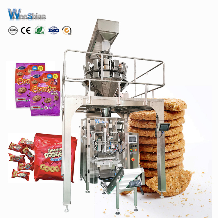 Machine d'emballage de biscuits à plaquettes à plaquette automatique multi-têtes