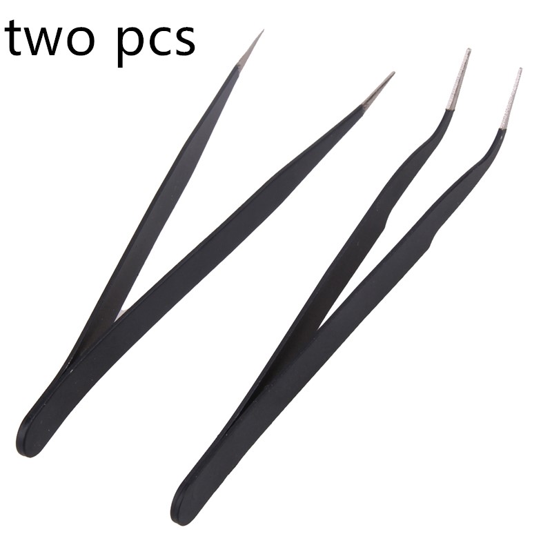1/2Pcs Stainless Steel Elbow Antistatic Nail Tweezers Nail Rhinestone Paillette Nipper Manicure Decorations Picking Tweezer Clip