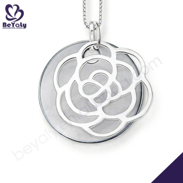 Delicate silver flower jewelry coin pendants