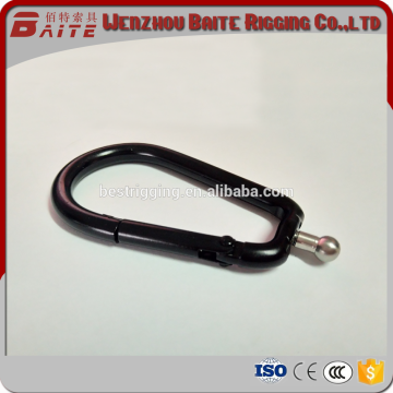 Stainless steel aisi 304 black carabiner with ball dog leash snap hook