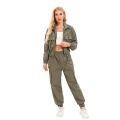 Pantalon de cargaison de cargaison décontracté vert de l'armée féminine