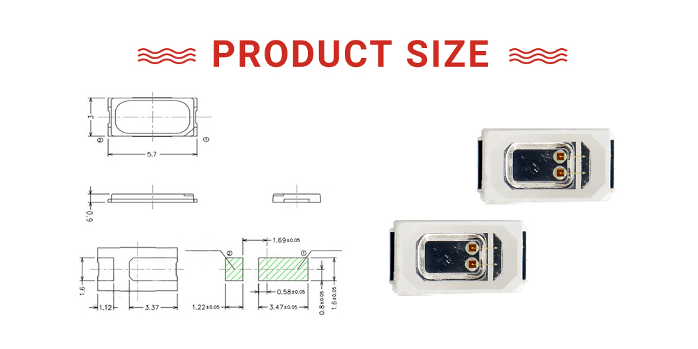 Size of Deep Red 660nm LED Chip