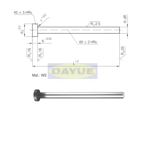 Dlc Coating Hardened Din 1530 Ah Ejector Pin, High Quality Dlc Coating ...