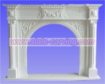 flower carved fireplace