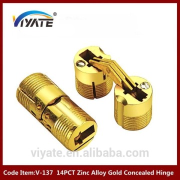 14 PTC Alloy Gold Furniture Concealed Door Hinge