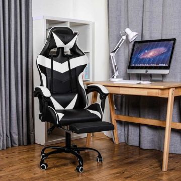 Comfortable Height Adjustable Swivel Executive Gaming Office Chair with Foot Rest