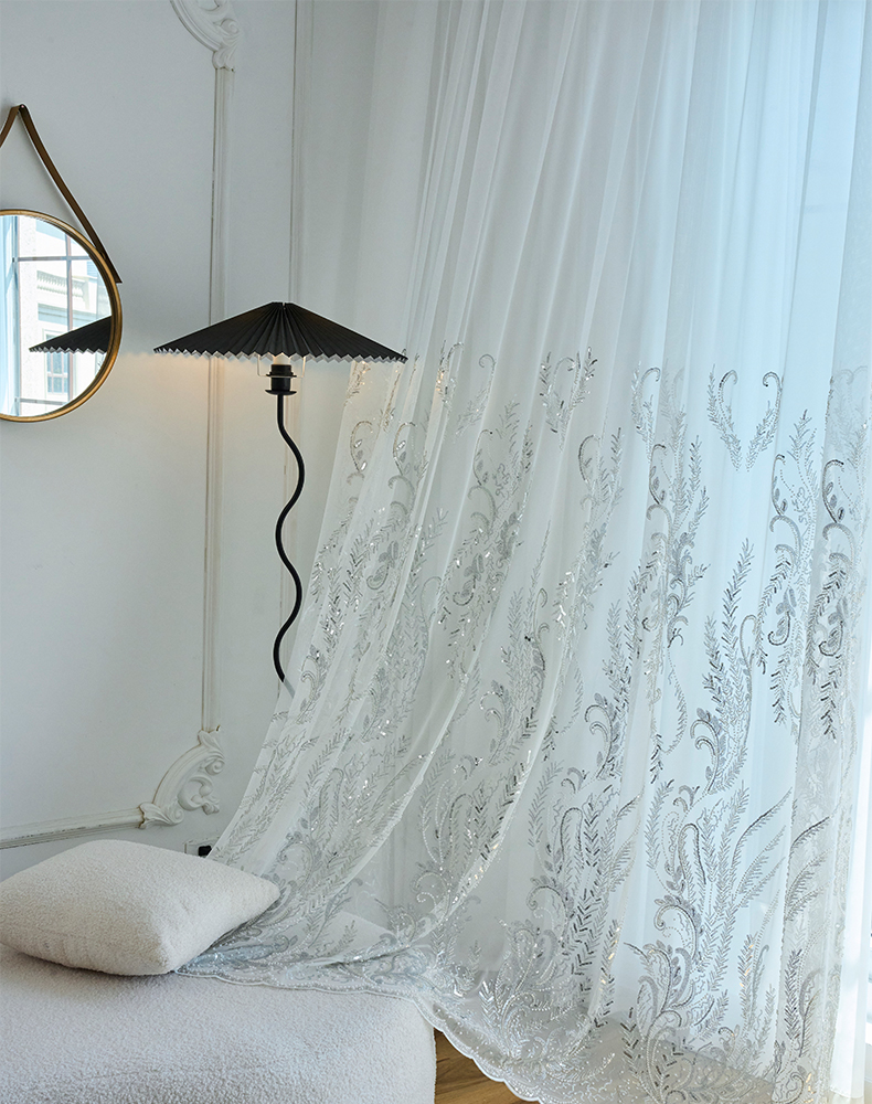 Sequin Embroidered Mesh Curtains