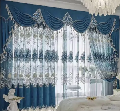 High-End Floor-to-Ceiling Polyester Embroidered Curtains