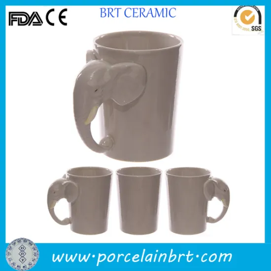 Fancy Grey Glazed Ceramic Mug Elephant Tea Cup