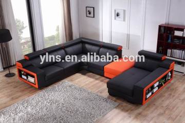 europe style big corner leather furniture with ottoman