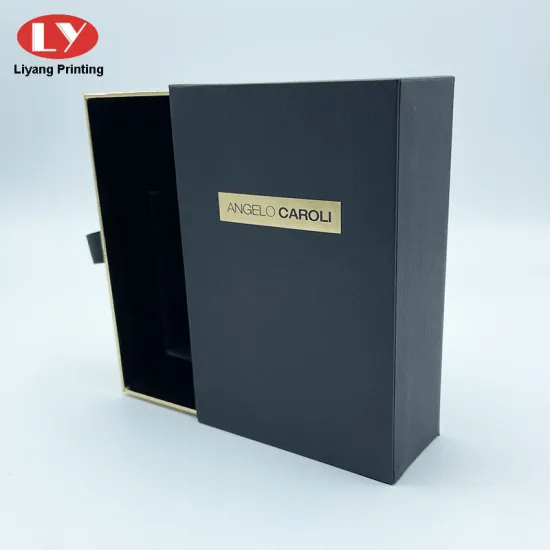 Custom Logo Texture Black Paper Drawer Perfume Box