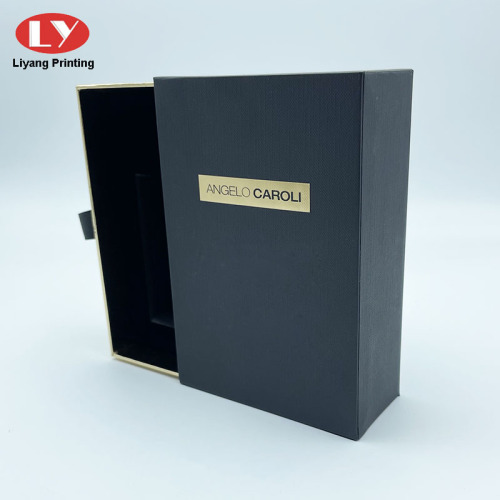 Texture Paper Drawer Custom Logo Black Perfume Box