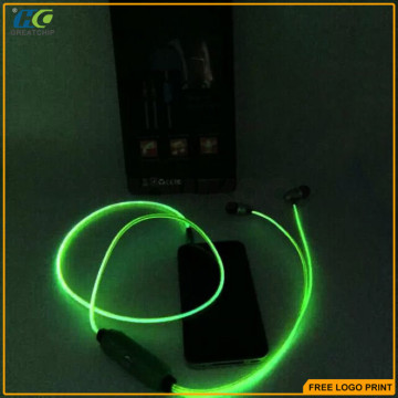 2016 Noise Cancelling el glowing earphone Mic,Sports,Running