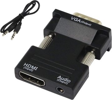 HD to VGA Converter with 3.5mm AUX Audio Cable Adapter - 1080P Support for PC, Laptop, TV Box