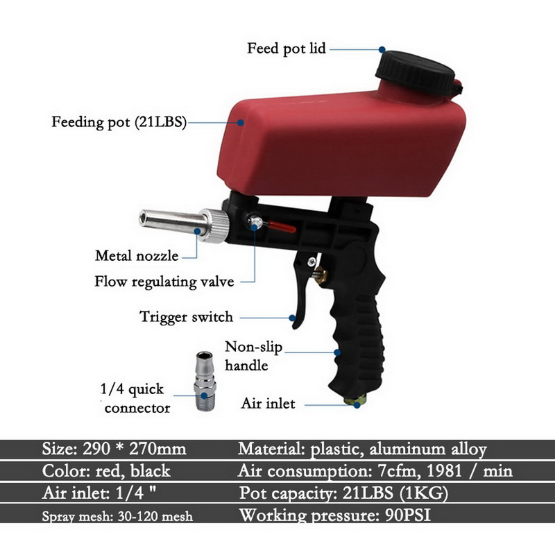 Portable Gravity Sandblasting Adjustable Small Sand Blasting Machine Sandblasting Set Air Blasting