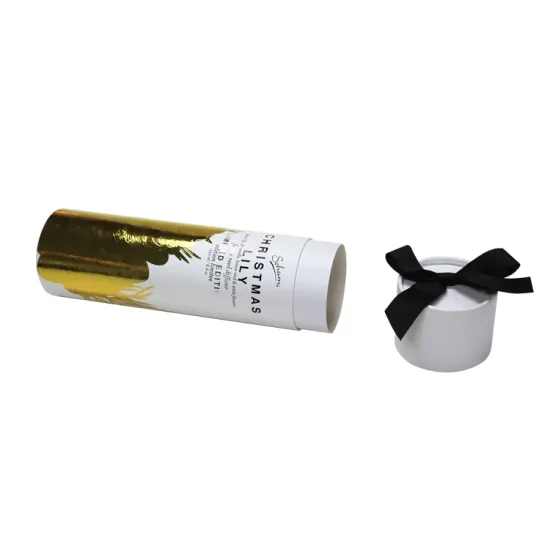 Round Boxes Matt Paper Cylinder Packaging With Ribbon