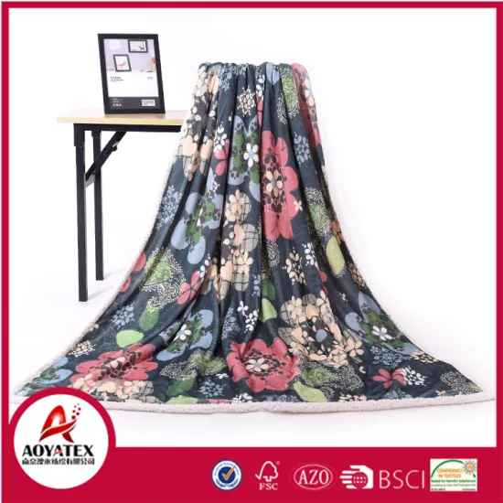 100% polyester double-deck print micro mink sherpa heavy blanket