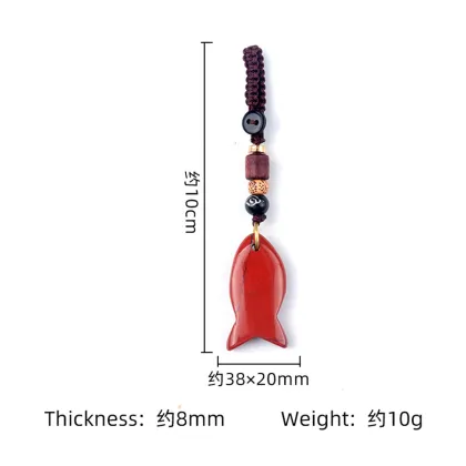 Black Obsidian Fish Pendant Woven keychain Accessories