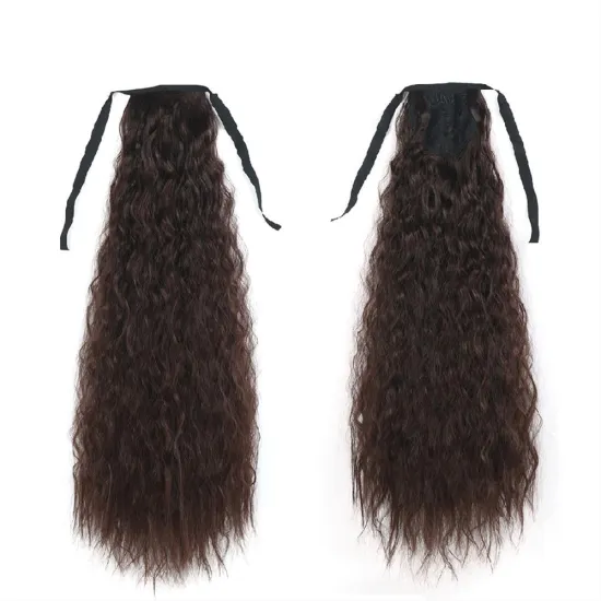 Natural Indian Virgin Cheveux Afro Kinky Curly Hair Ponytail Real Bandage Clips Ponytails Synthetic Hair Extensions Wrap Around