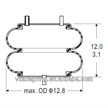 Double convoluted air spring/Air suspension 2B12-304/Car part For SAUER