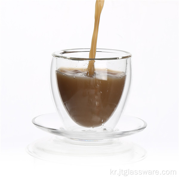 유리 커피 컵 세트