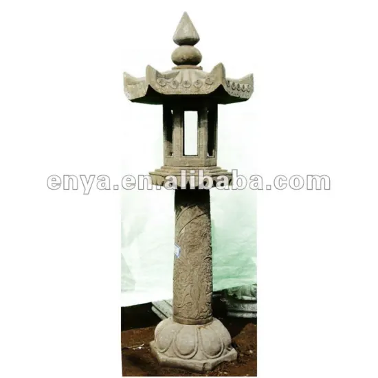 Rokkaku Oriental Garden Stone Lantern - Japanese Tower Design