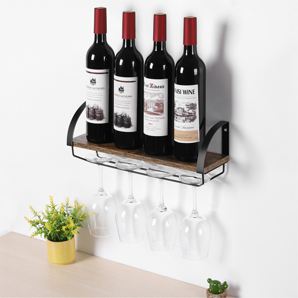 Bottle Holder With 4 Stemware Glass Holders