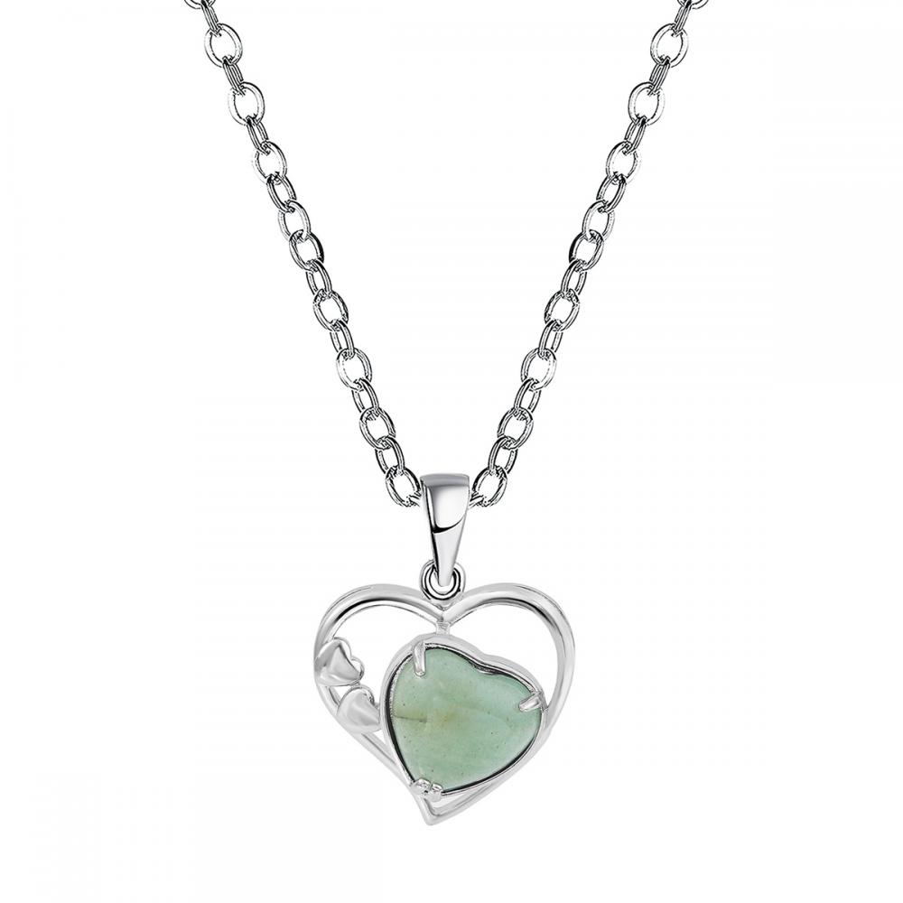 Aventurina verde amor Heart Birthstone colgantes de piedras preciosas para mujeres