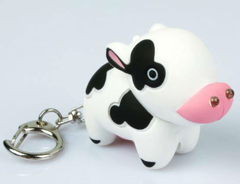 LED cow keychain with sound and keychain, promotional LED keychain