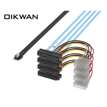 SLIMSAS SFF-8654 4I đến SFF-8482+PIN SLIMSAS Cáp 4P Big 4p