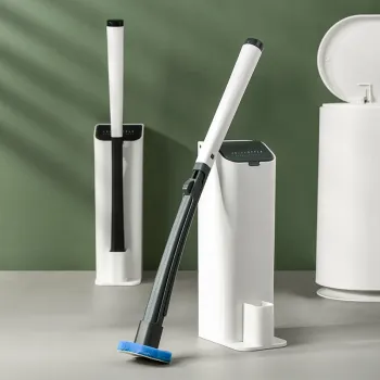 Wall-Mounted Disposable Silicone Toilet Brush and Holder